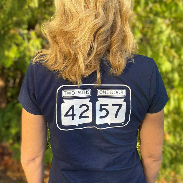 back graphic on 42-57 women's short sleeve tshirt