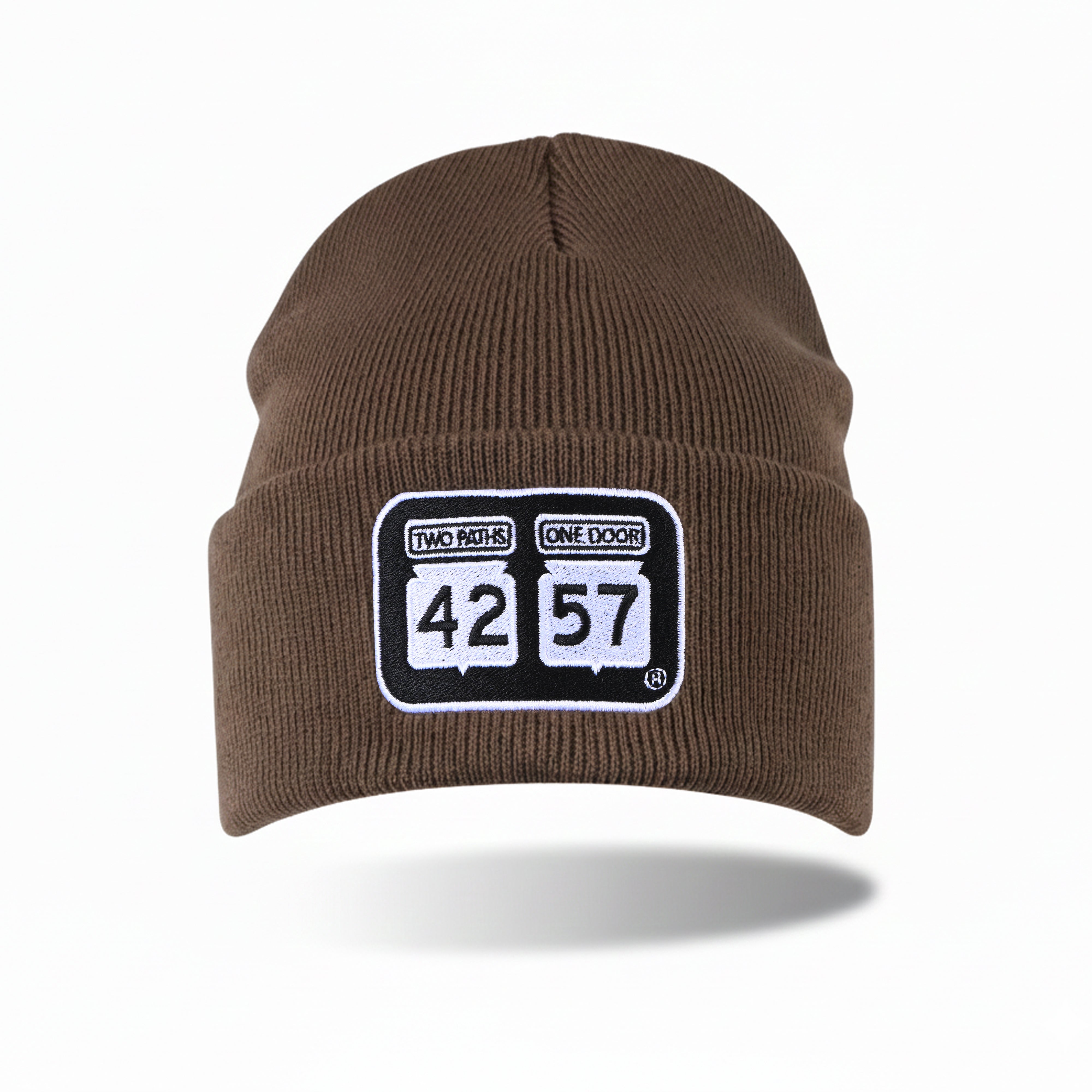 42-57 Classic Beanie in brown with embroidered 42-57 logo