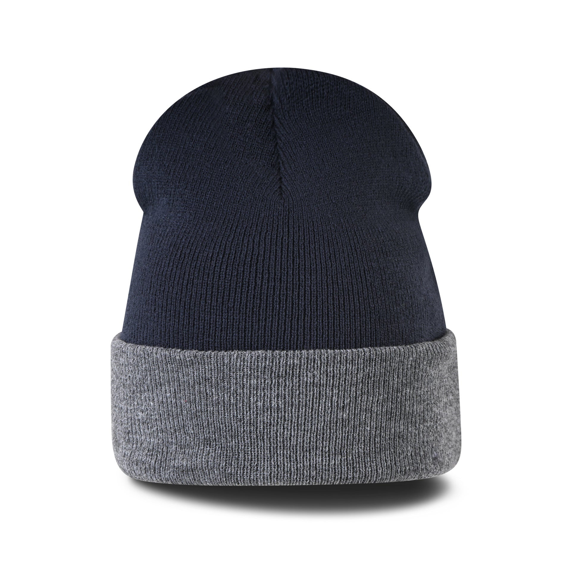 Back view of 42-57 Classic Beanie in navy & gray knit
