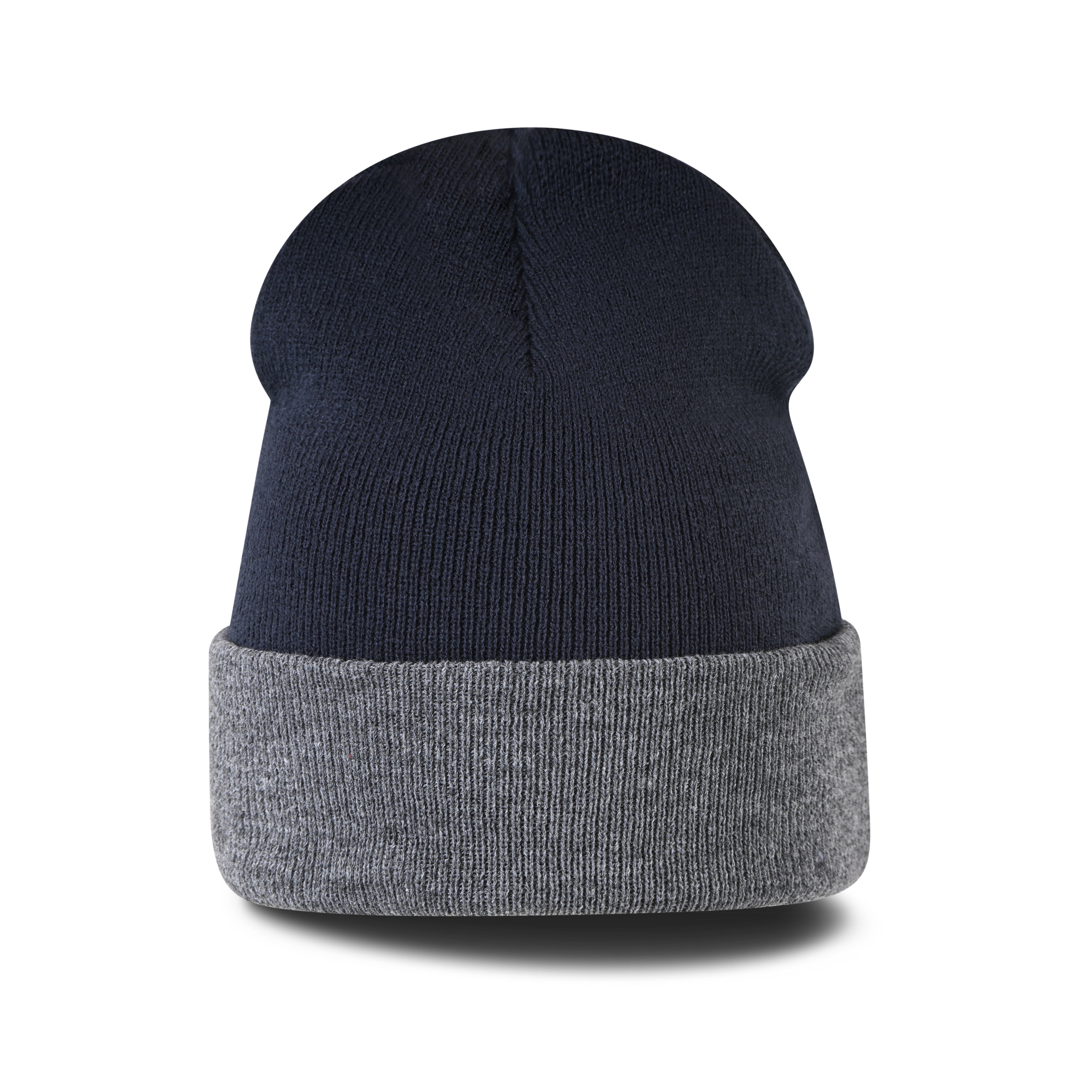 Back view of 42-57 Classic Beanie in navy & gray knit