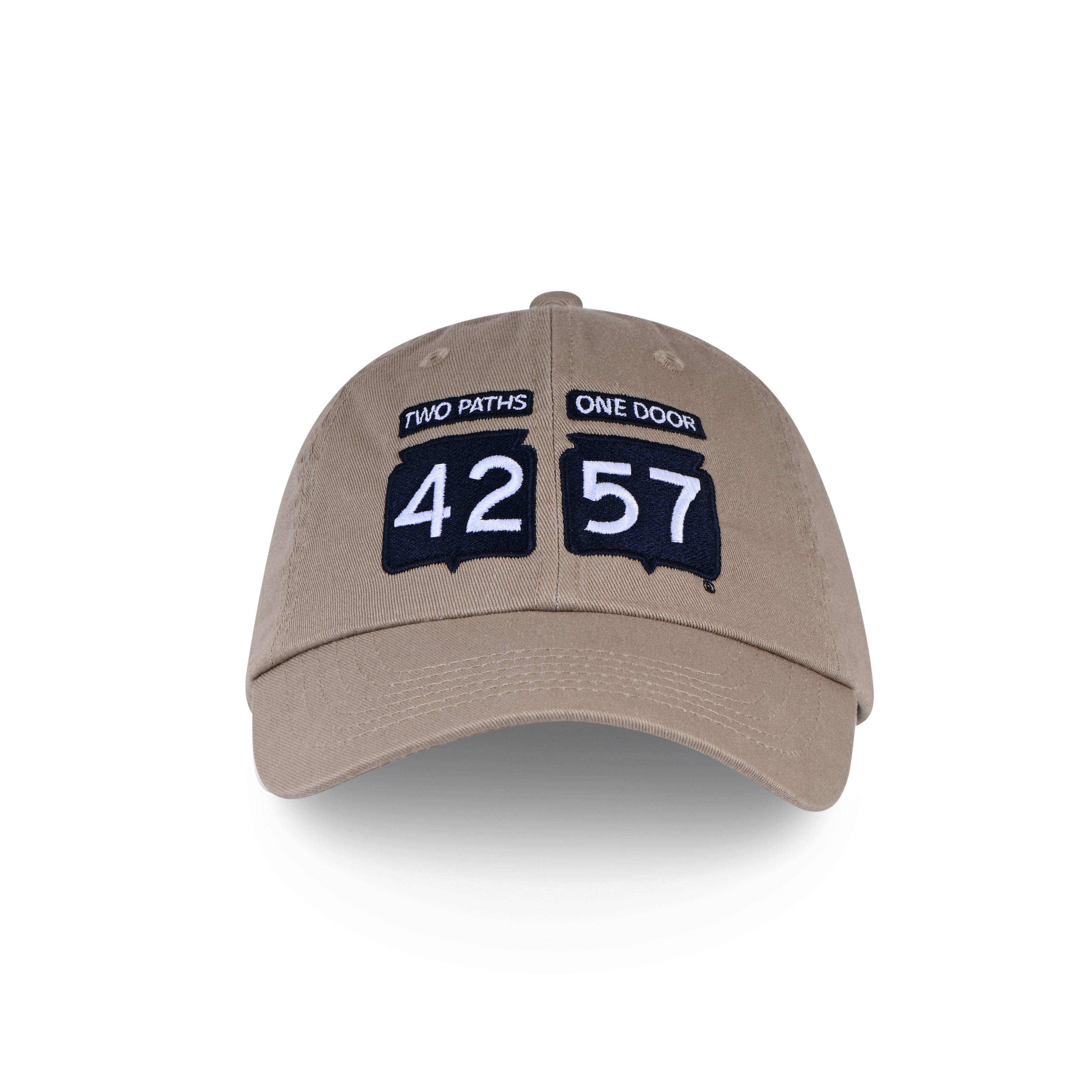 42-57 Classic Cap in khaki with embroidered 42-57 logo