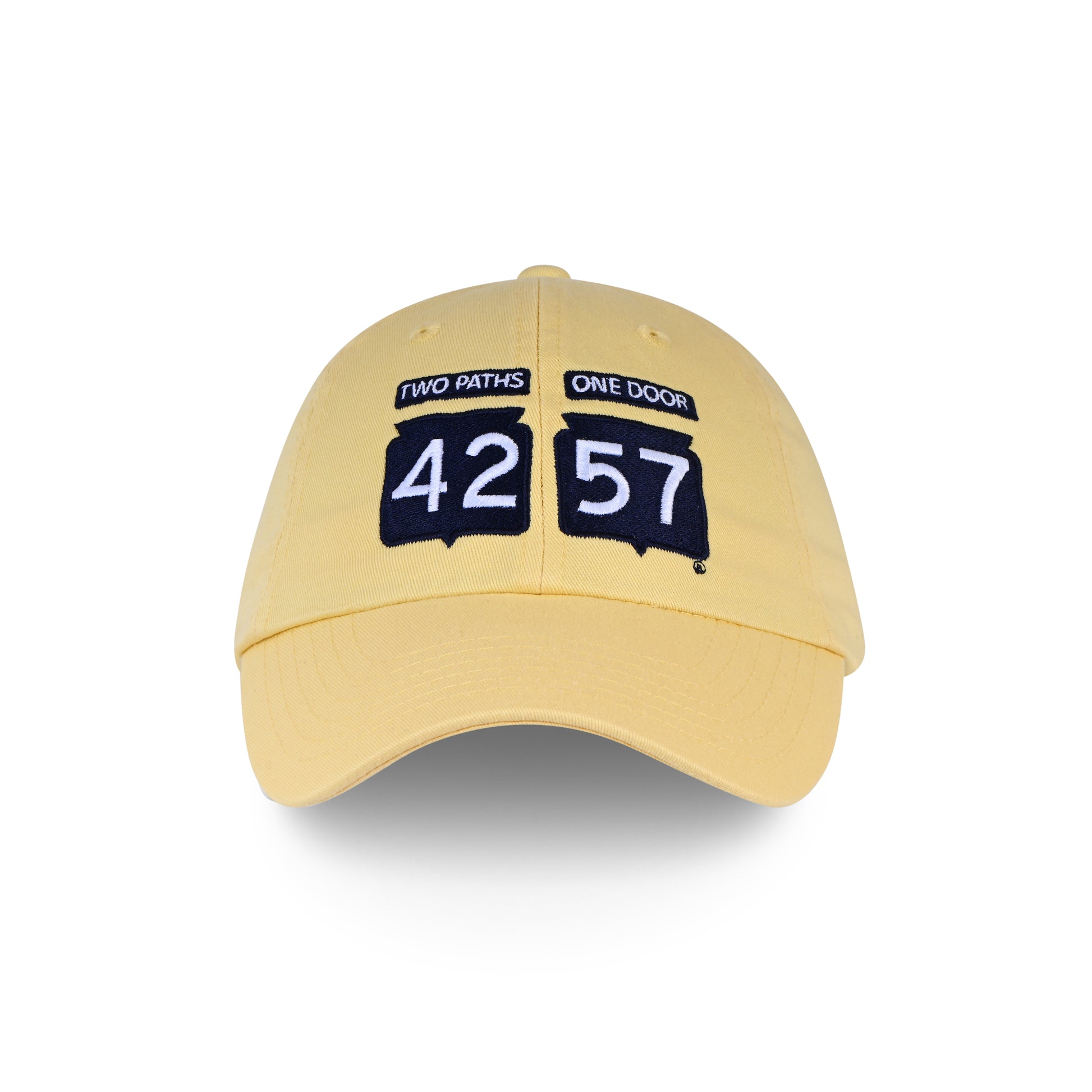 42-57 Classic Cap in yellow with embroidered 42-57 logo