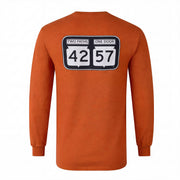 Back view of 42-57 Unisex Classic Long Sleeve Tee in orange