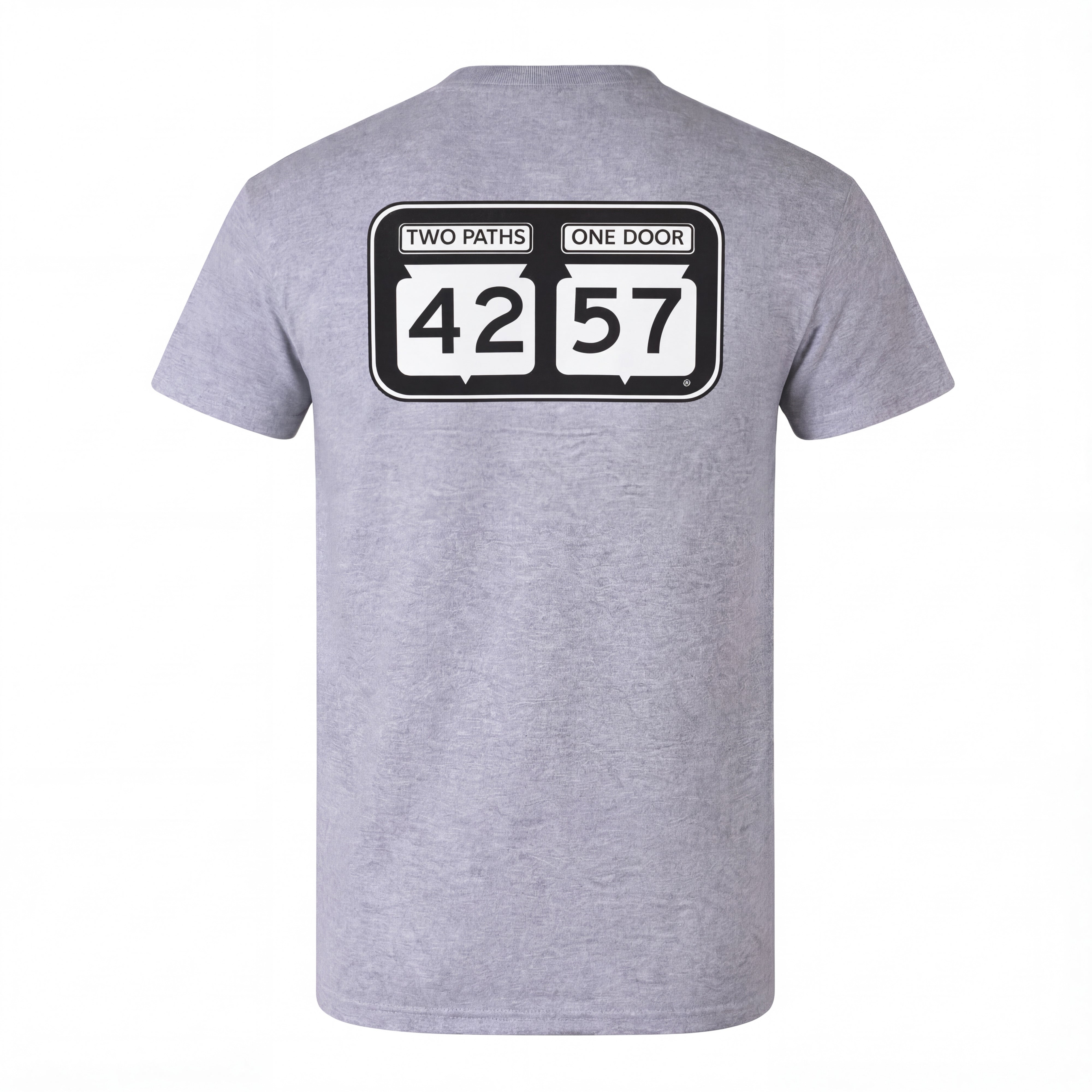 Back view of 42-57 Unisex Classic Tee in gray