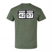 Back view of 42-57 Unisex Classic Tee in olive green
