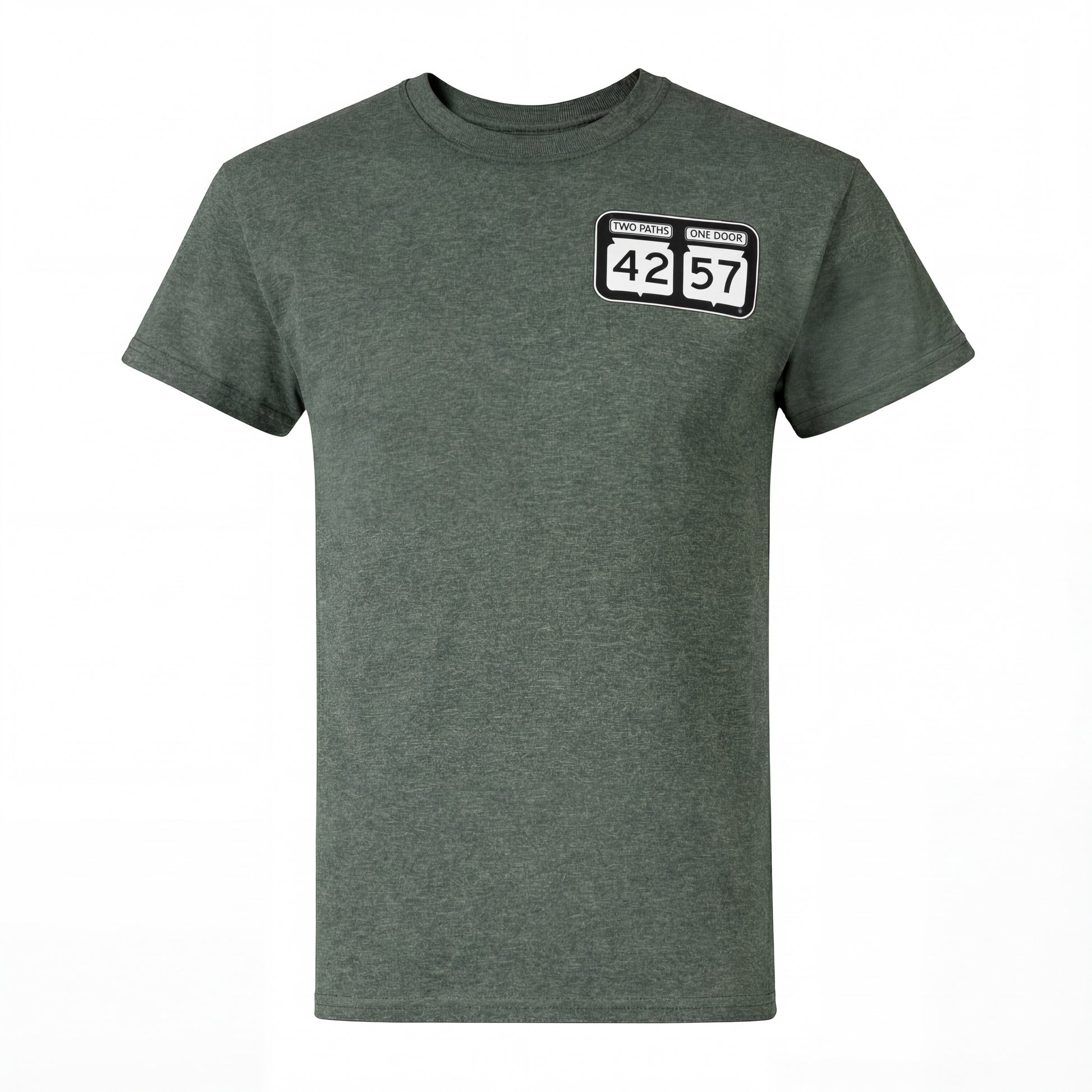 42-57 Unisex Classic Tee in green with Door County-inspired logo