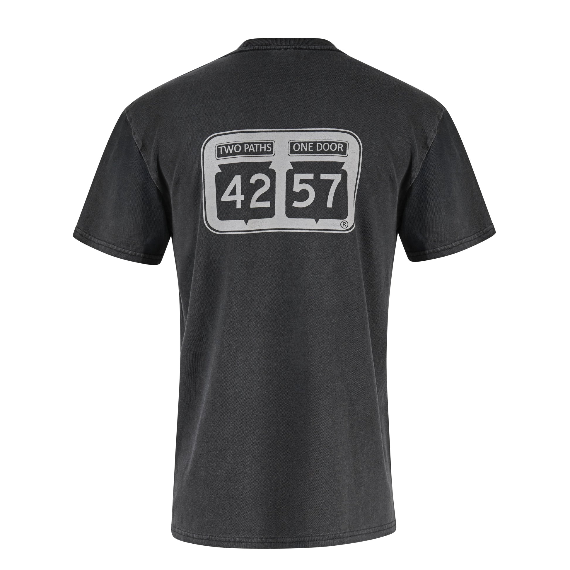 Back view of 42-57 Unisex Shoreline Tee in heather gray