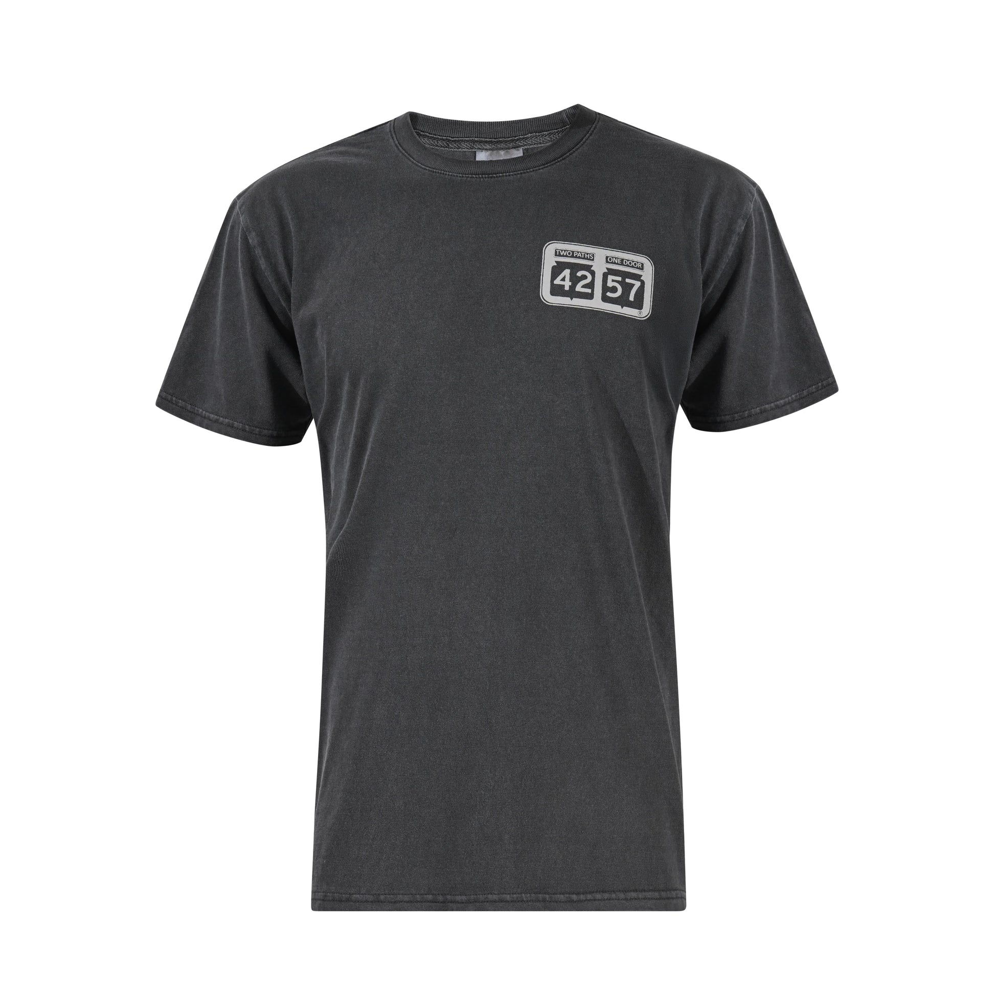 42-57 Unisex Shoreline Tee in heather gray with signature Door County logo