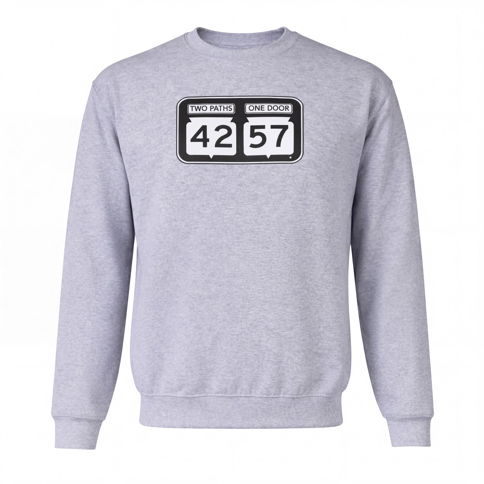 42-57 Unisex Timeless Crewneck Sweatshirt in gray with signature Door County logo