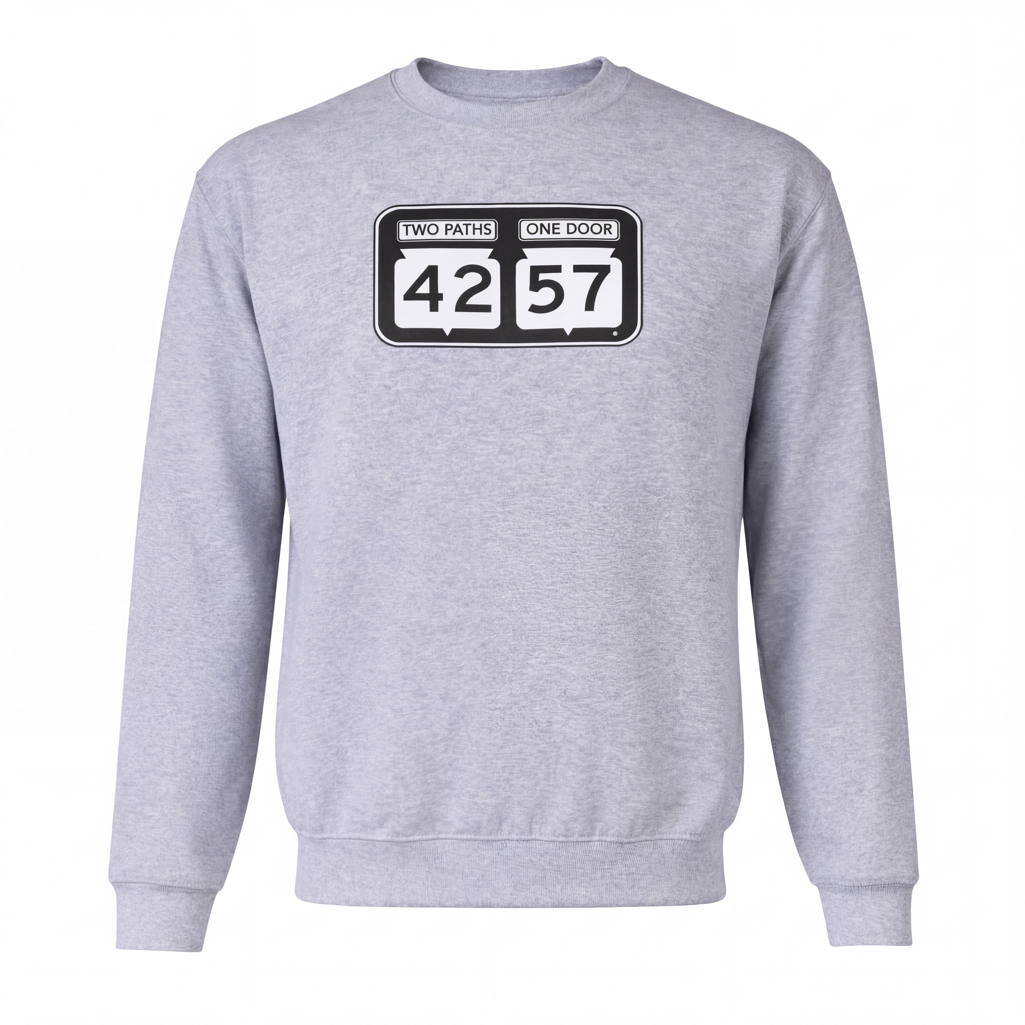 42-57 Unisex Timeless Crewneck Sweatshirt in gray with signature Door County logo