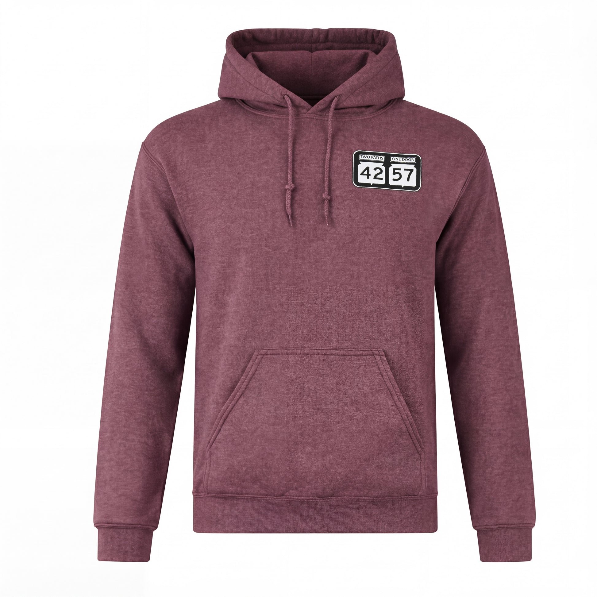42-57 Unisex Timeless Hoodie in maroon with signature logo on front