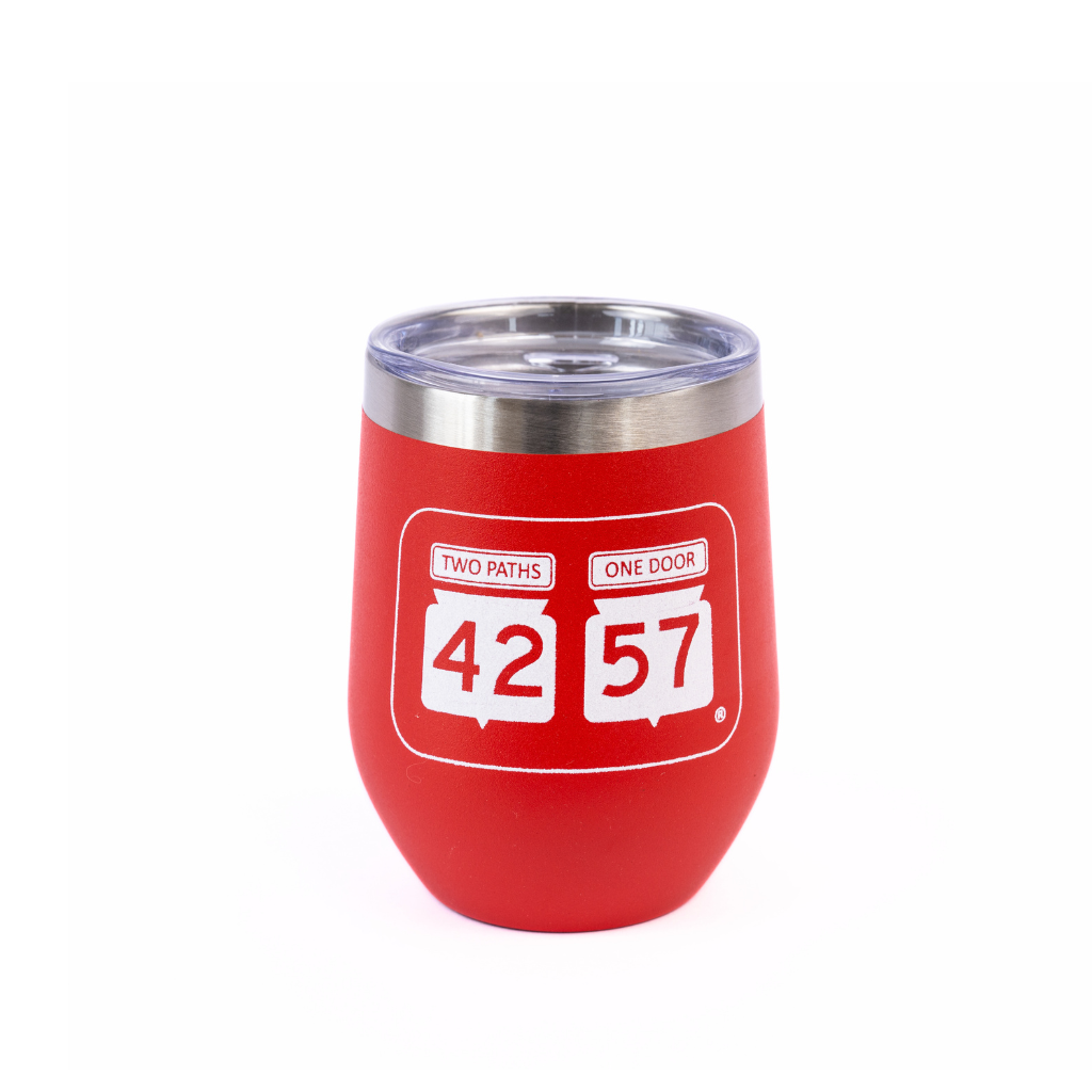 Top view of 42-57 insulated wine tumbler in red