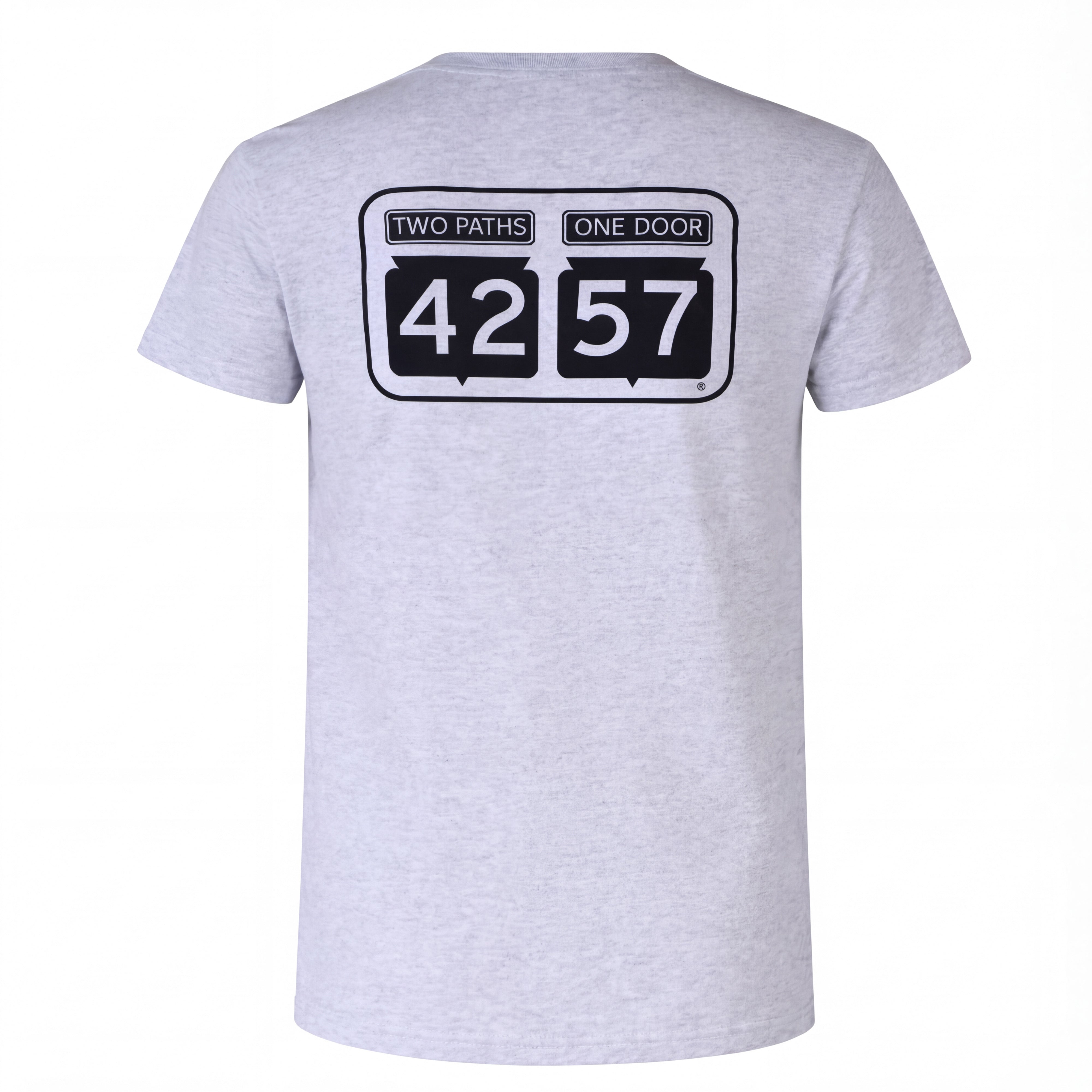Back view of 42-57 Women’s Classic Tee in heather gray