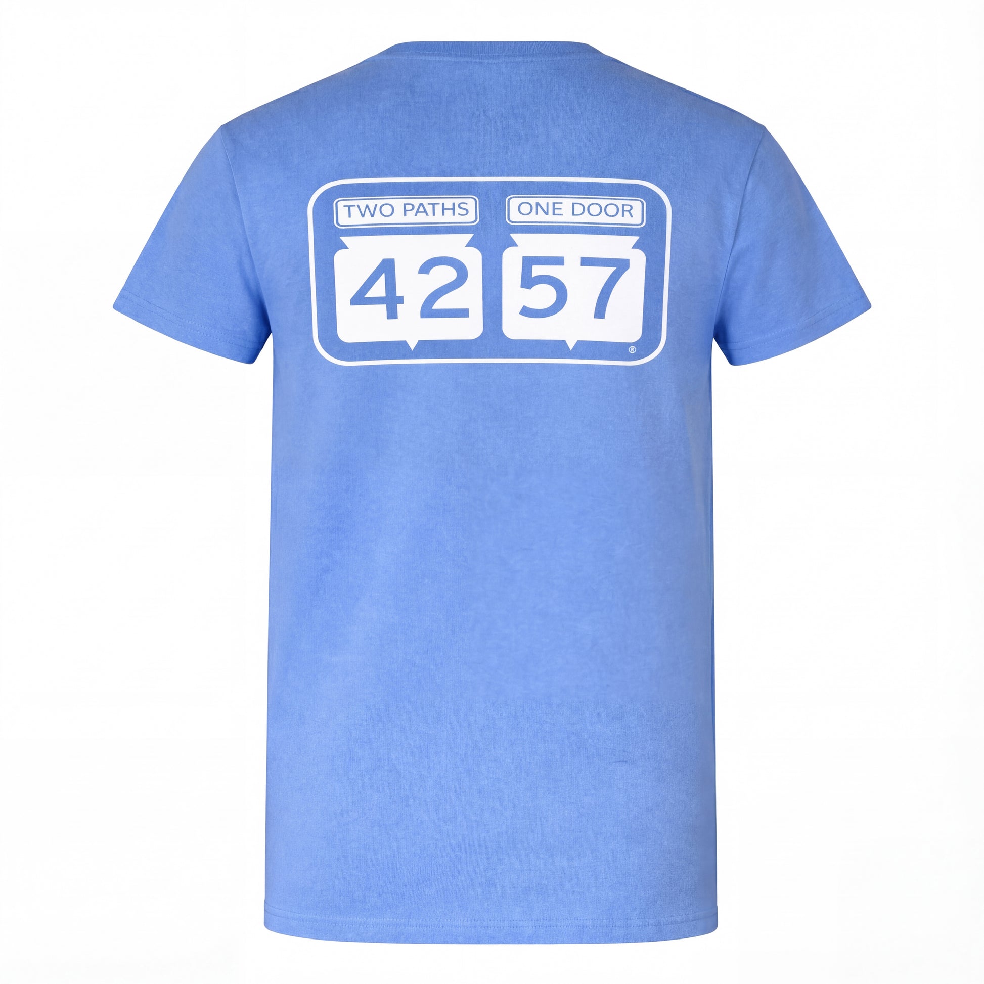 42-57 Women’s Classic Tee in light blue featuring signature logo