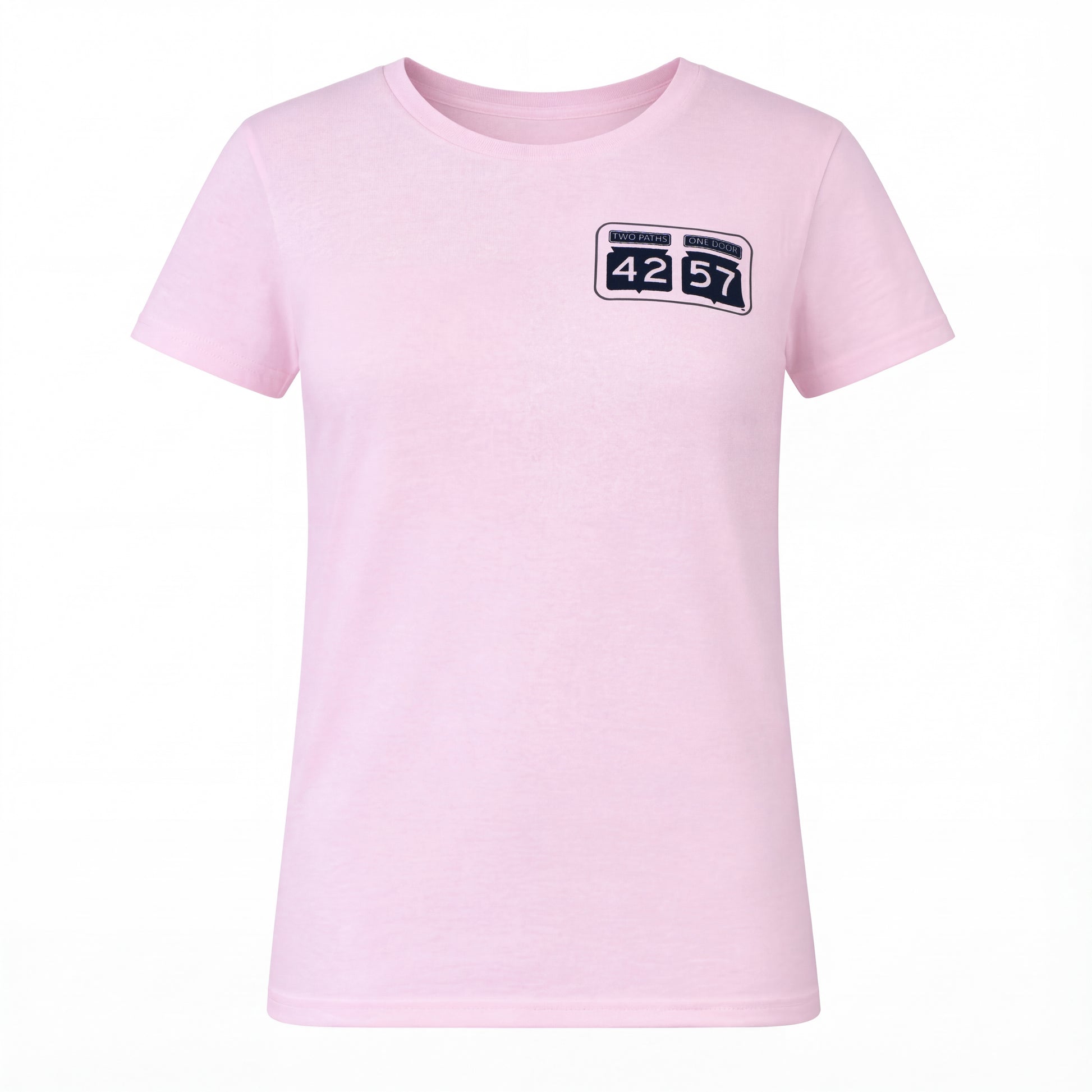 42-57 Women’s Classic Tee in pink featuring signature logo